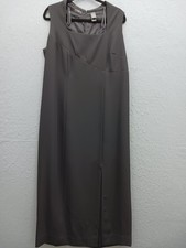 Elisabeth Women 14 Dress Gray Sleeveless Square Neck Shift Lined Business Midi