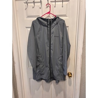 Columbia Womens 1X Gray Sage Lake Long Lined Hooded Softshell Jacket Lightweight