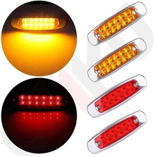 Amber 12 LED Side Marker Lamp Fish Shape Trailer 2 Red 2 Sealed Clearance Light