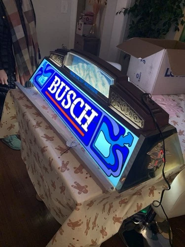 Vintage Busch Beer Lighted Bar Sign – “Head for the Mountains” – Works
