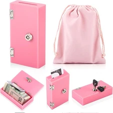 Acrylic Box for Gambler, Winners Bank Portable Safe Casino Money Pocket Pink 
