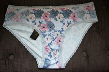 M&Co Satin Look Blueish/Grey Floral Knickers Size 16