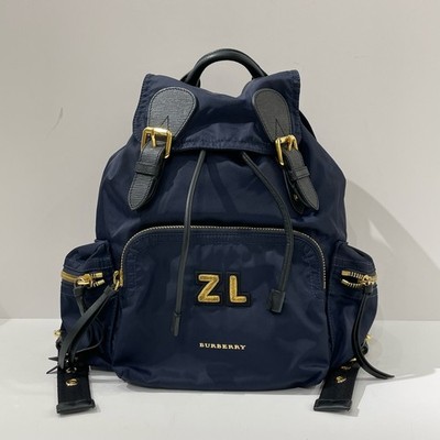 Burberry The Rucksack Navy Blue Gold Hardware Drawstring Backpack
