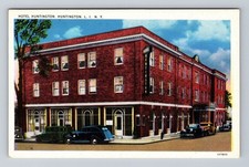 Huntington L.I. New York, Hotel Huntington, Autos, Vintage Postcard