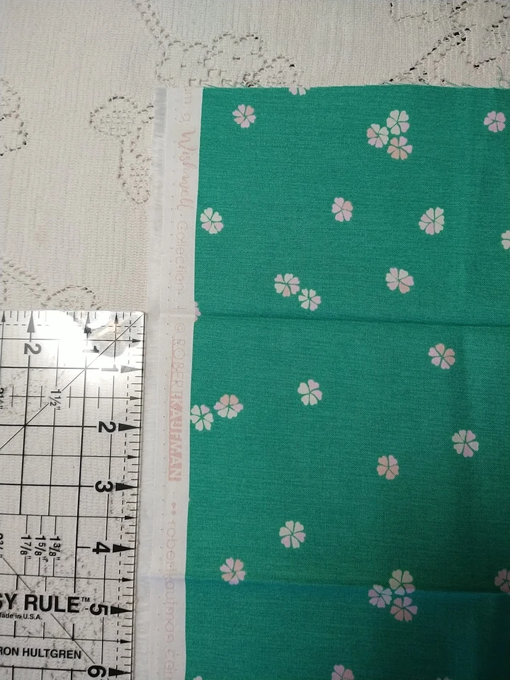 Cheery Blossom By Wishwell Robert Kaufman Cherry Blossoms on Teal Green BTFQ - Image 2 of 4