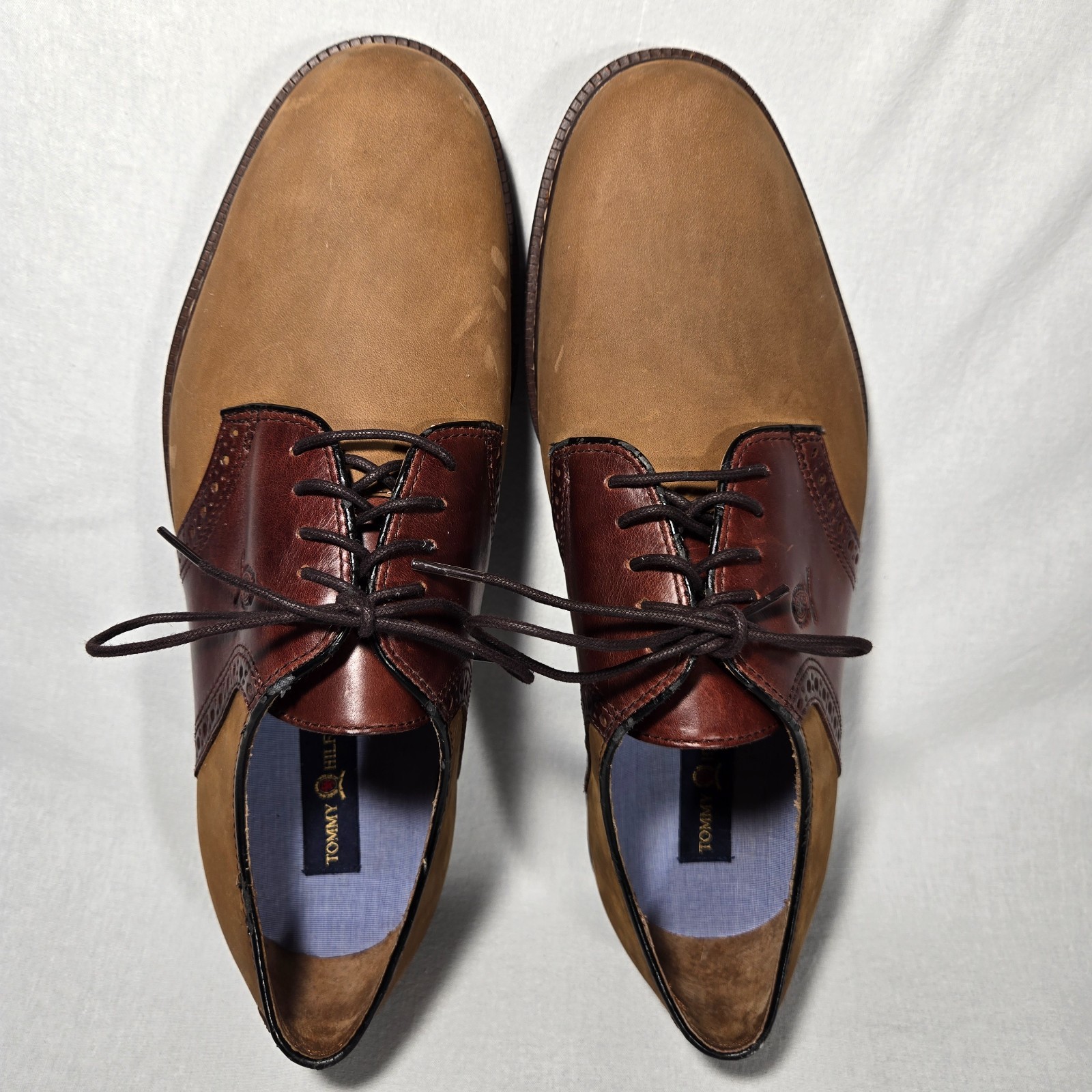 RARE Vintage 1985 TOMMY HILFIGUER Old Stock Brown Leather Oxford Shoes Men's 12M