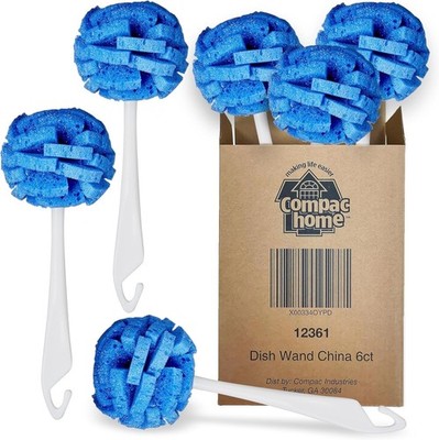 Compac Home Dish Wand China Scrubbing Sponge, Cleans Dishes and Glassware Effect