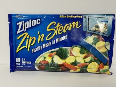 10 Pack Ziploc Zip 'n Steam Medium Steam Cooking Bags, New Sealed
