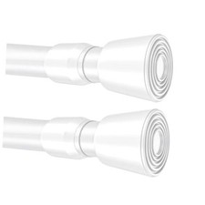 2 Pack 41"-75" No Splicing Shower Curtain Tension Rods, 41-75 Inches White