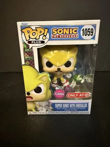 FUNKO POP PLUS  ! SUPER SONIC WITH EMERALDS 1059 FLOCKED TARGET EXCLUSIVE X01