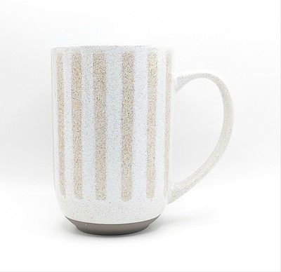 Artisanal Fire Glazed White & Beige Coffee Mug Tea Cup 16 Oz Ceramic By B Harbor