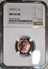 NGC MS-64 RB 1916-S Lincoln Cent, Radiant, Red-Brown, Tough Date!