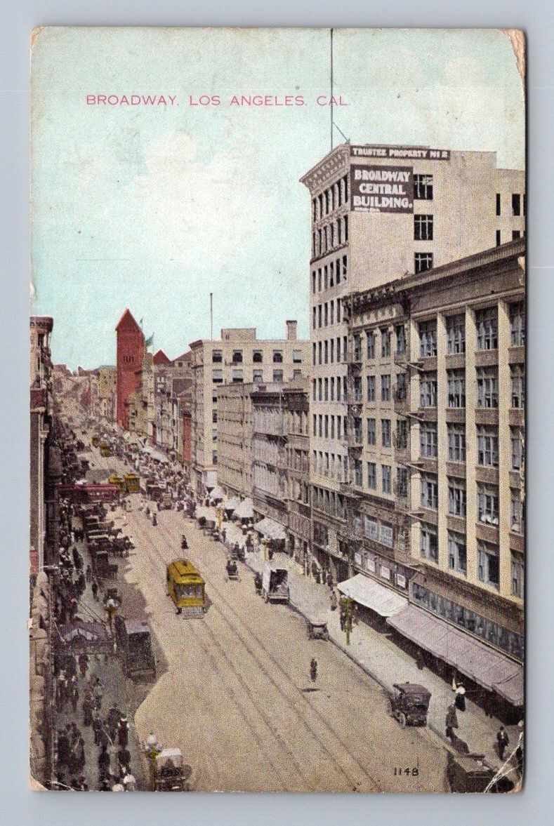Antique California Postcard LOS ANGELES Broadway Central 1911