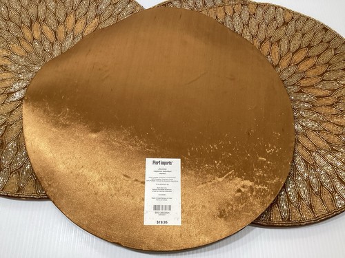 (4) Vintage Pier 1 Solid Beaded Placemats 15” Round NO MISSING BEADS! - Picture 5 of 6