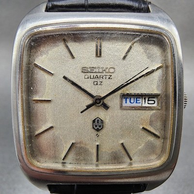 Seiko QZ Watch Men 34mm Silver Dial Silver Tone Daydate 0923-5000