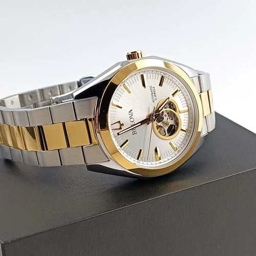 Men's Bulova Surveyor 98A284 Silver-Gold Dial Two-Tone Stainless Automatic Watch image 8