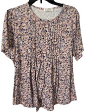 Fantaslook Blouses Women Pleated Short Sleeve Tops Dressy Casual Summer L EUC