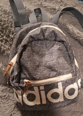 adidas Gray/White Unisex Mini Polyester Backpack Adjustable Strap Zip Logo