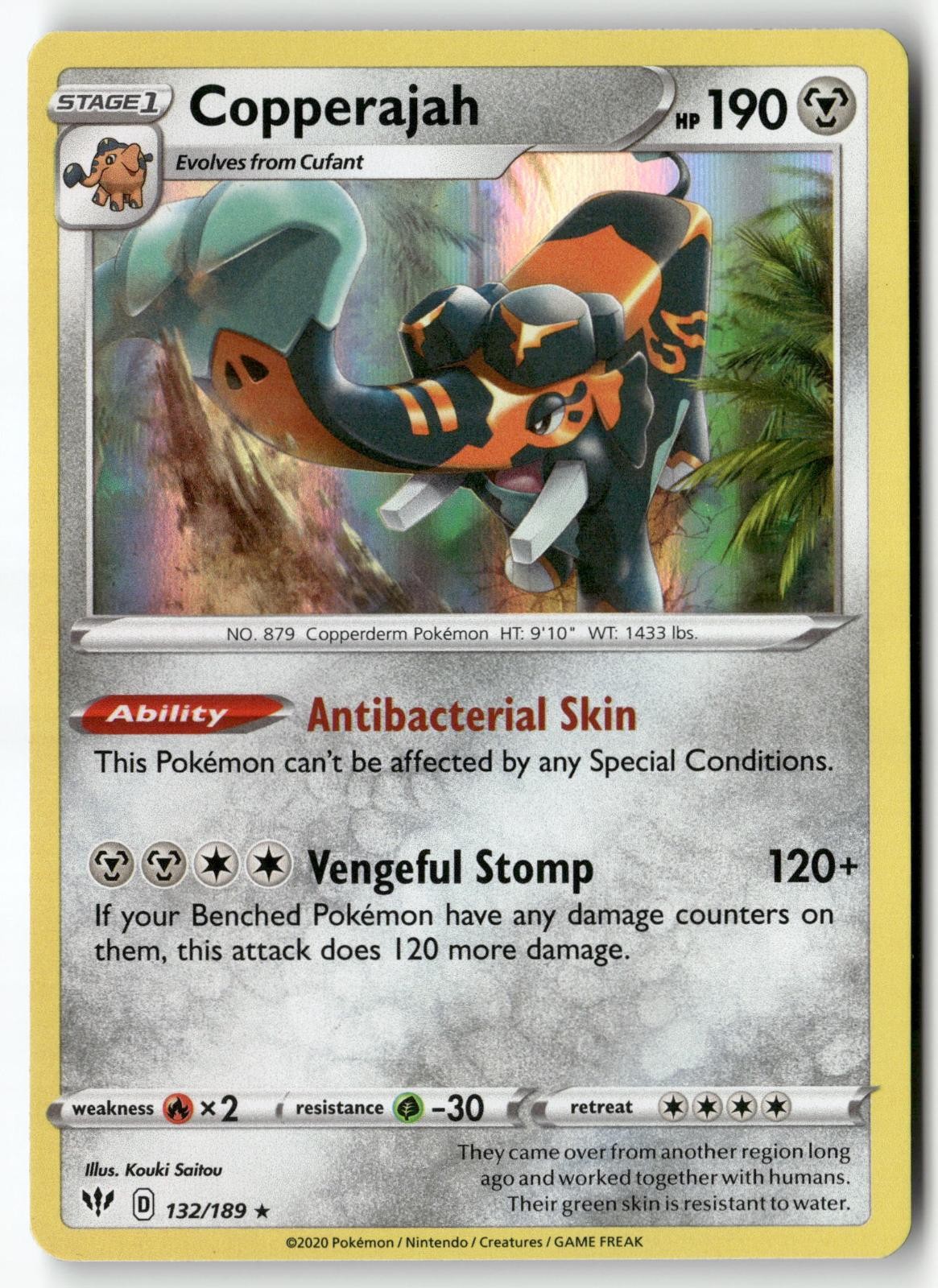 Copperajah 132/189 Holo Rare Darkness Ablaze Pokemon Near Mint