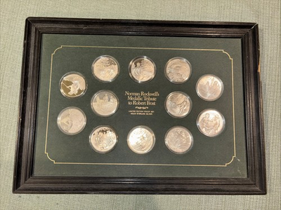 #ad #ad Norman Rockwell 1974 Sterling Silver Medallic Tribute to Robert Frost Set $300.00