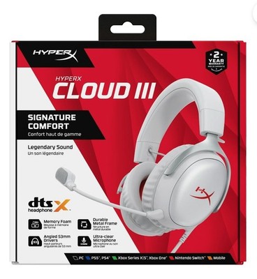 HyperX Cloud III Wired Gaming Headset (Gray/Red) BRAND NEW