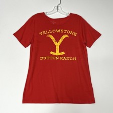 Yellowstone Dutton Ranch Short Sleeve Tee Red Coral Womens Large