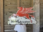 VINTAGE MOBILUBRICATION PEGASUS PORCELAIN ENAMEL SIGN 30 X 18 INCHES