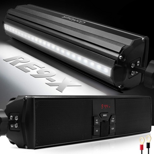RE9-X Gen.3 Waterproof Bluetooth Motorcycle Stereo Speakers LED Soundbar 7/8-...