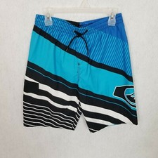 QUICKSILVER Boys Geometric Print Board Shorts  Blue Black  Size XL