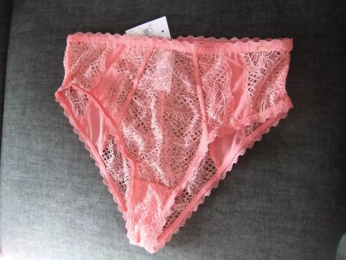 Pretty pink nylon knickers with cotton gusset to fit size UK 16