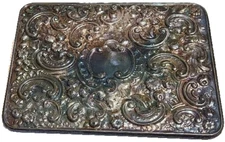 Vintage Sterling Silver Repousse 10"x7" Beveled Mirror