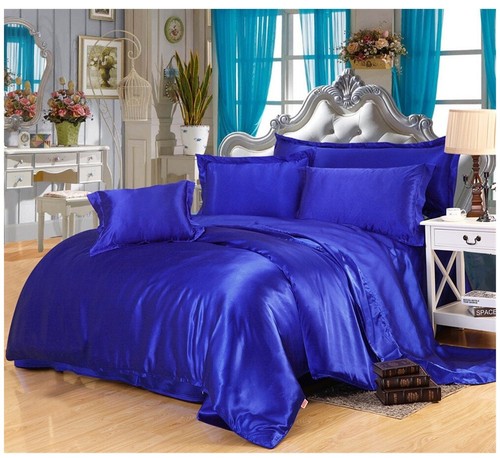 3 PC Royal Blue Twin XL Satin Silky 