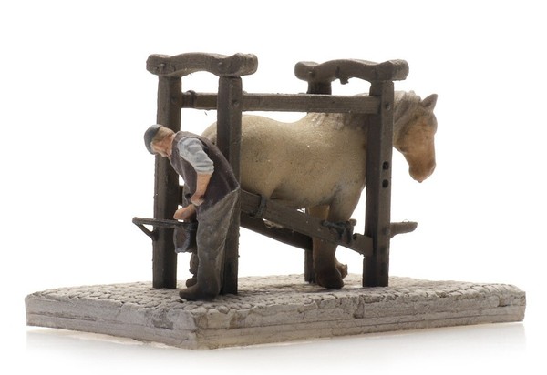 Artitec 316.080 - 1:160: Beschlagstand, Pferd Und Hufschmied - Neu + Ovp-image