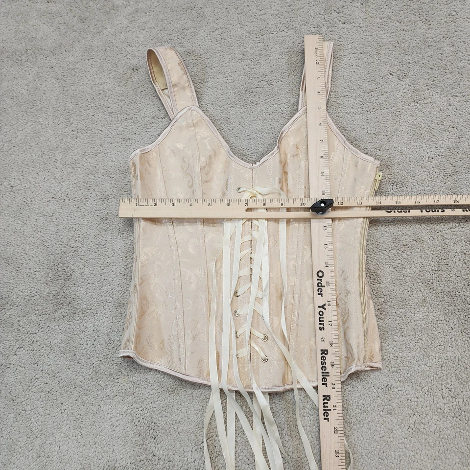 Corsé crema con cordones cremallera lateral correa para tanque Cottagecore Princesscore graduación vintage Foto 3 de 4