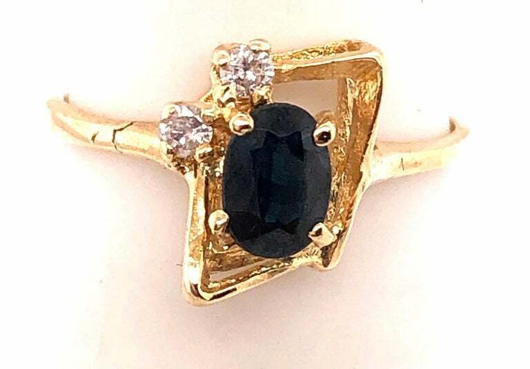 14 Karat Yellow Gold Contemporary Sapphire Ring w… - image 3