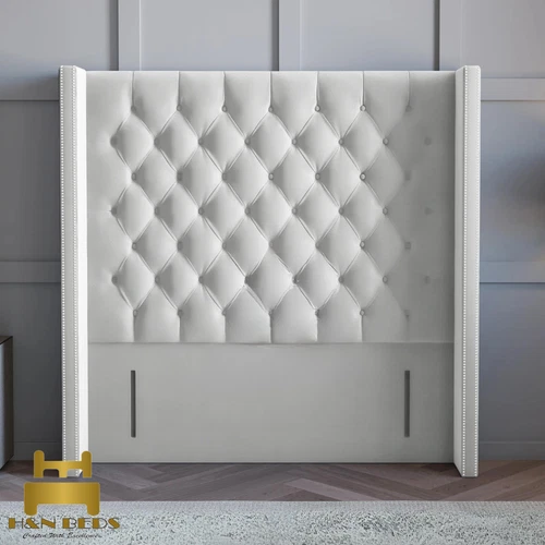 54" Winged Floor Standing Headboard Chesterfield Plush Velvet Upholstered Double - Picture 1 of 3