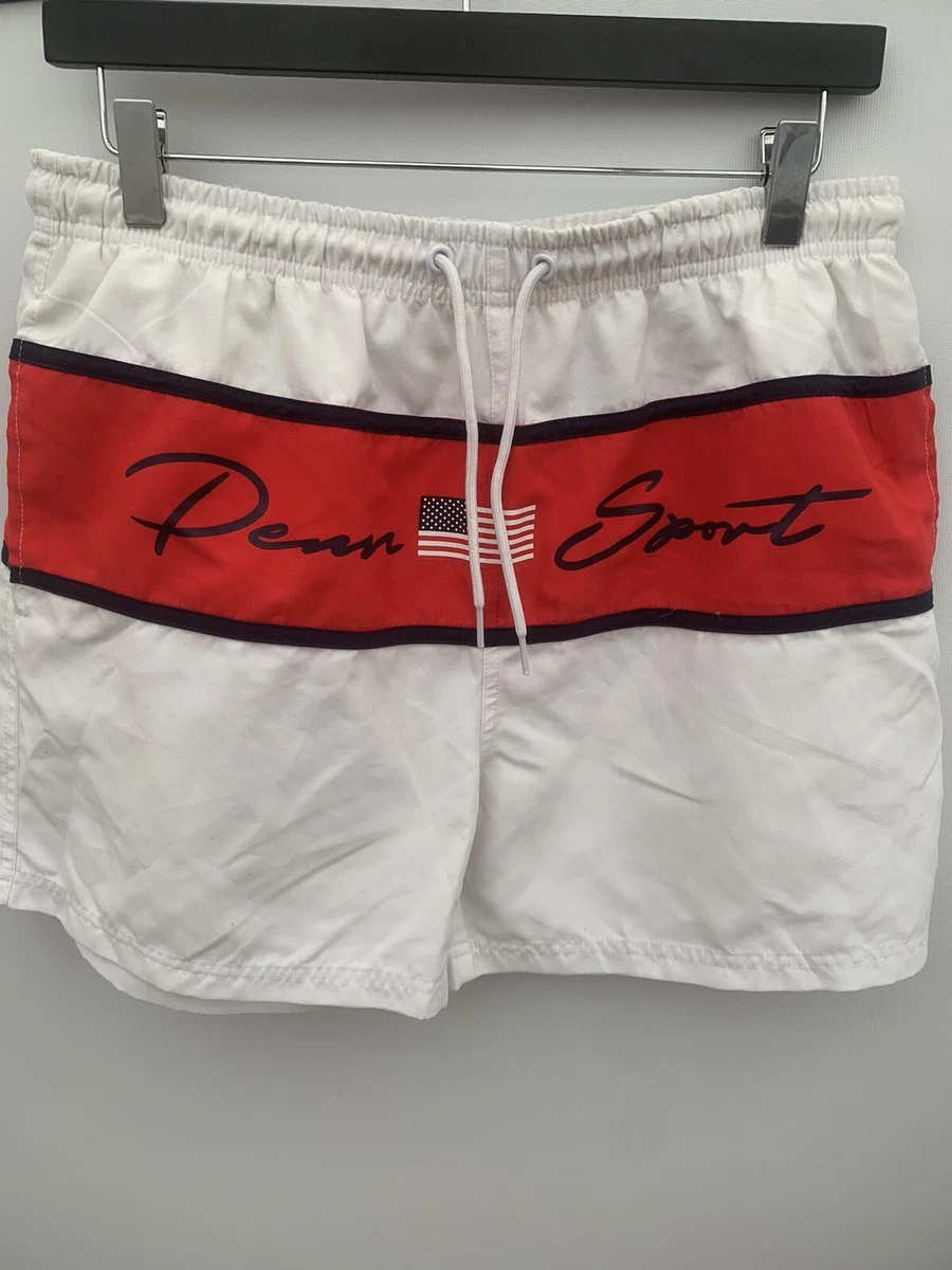Short malles de bain Penn Sport x Primark blanc rouge taille moyenne M ave