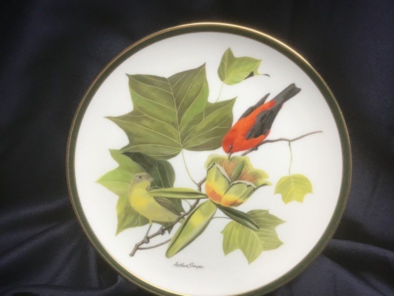 AUDUBON WORLD SONGBIRDS china dinner plate SCARLET TANAGER FRANKLIN by WEDGWOOD