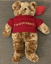 16" F.A.O Schwarz Brown Bear Stuffed Animal With Red Sweater Plush Toy
