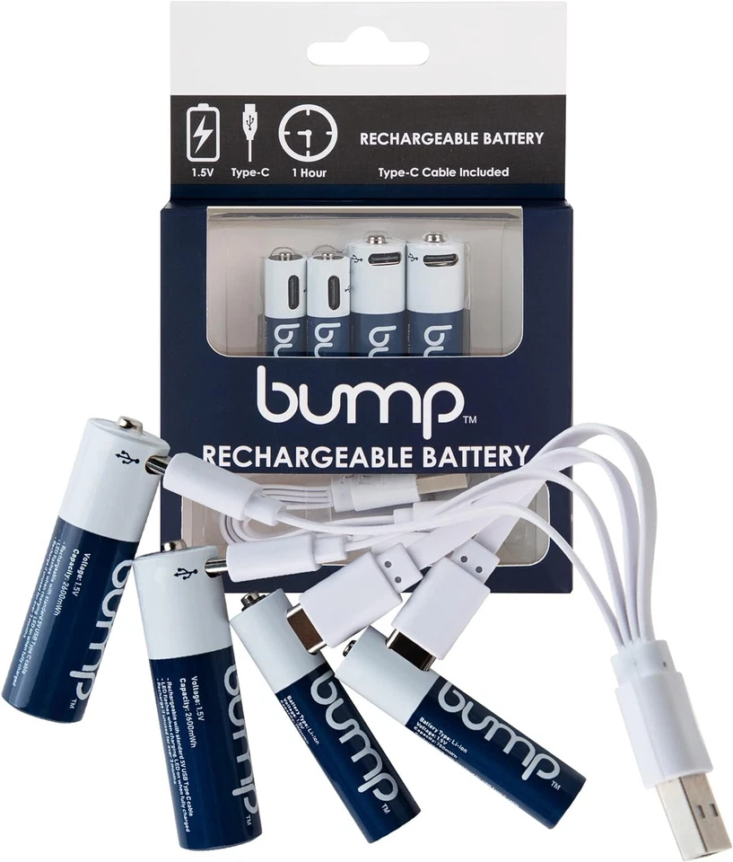 4 Piezas 1.5V 2600mWh 2 AA + 2 AAA USB-C Batería Recargable de Iones de Litio Foto 2 de 4