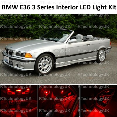 RED PREMIUM BMW E36 3 SERIES CONVERTIBLE FULL LED Light UPGRADE Interior KIT