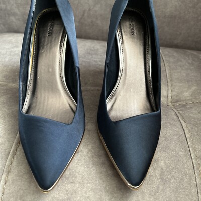 Navy blue satin monsoon heeled shoe size UK