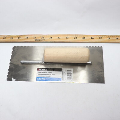 (1-Pk) Roberts Flat Top V-Notch Pro Flooring Trowel with Wood Handle 49737