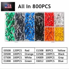 800PCS Insulated Cord Pin End Terminal Bootlace Ferrules Kit Wire Copper Set USA