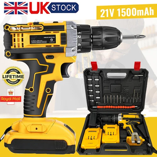 2 Battery 21V Cordless Drill Combi Driver High Power Electric Screwdriver Set UK - Picture 2 of 24