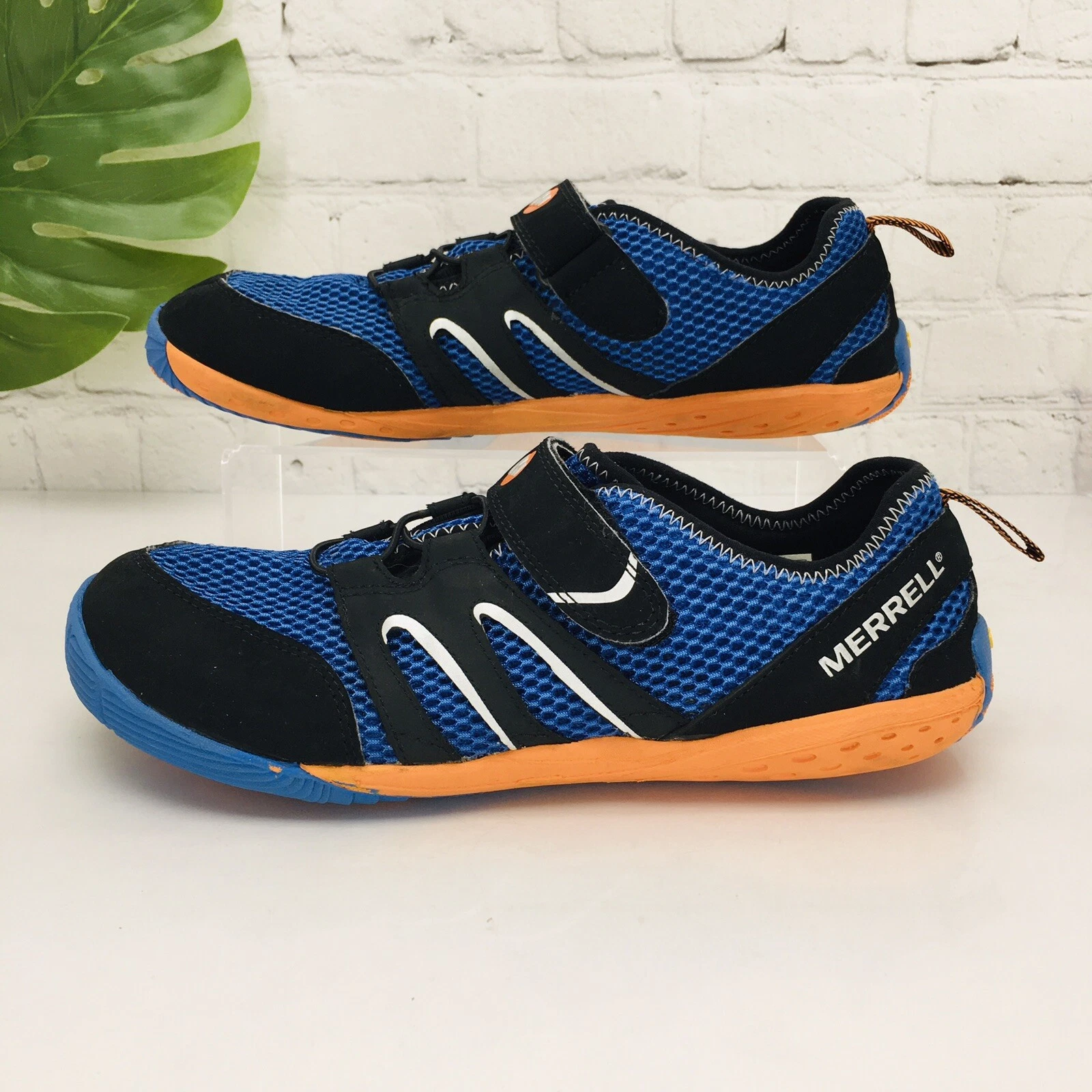 Merrell Barefoot Glove Womens Shoes Apollo Size 6.5 Hook & Loop Blue Black Trail