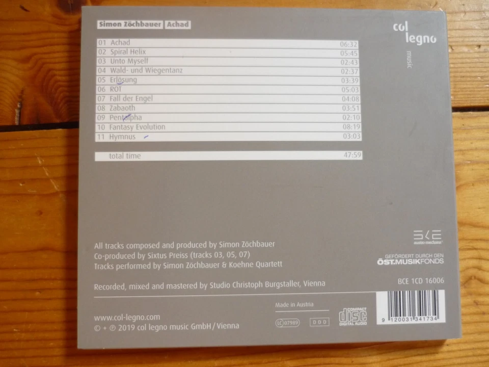 Simon Zöchbauer (Federspiel) - Achad DIGIPAK / COL LEGNO RECORDS CD 2019 - Bild 2 von 2