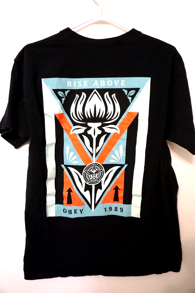 Obey Rise Above T Shirt Black Mens Medium Skate Street Grunge Y2K
