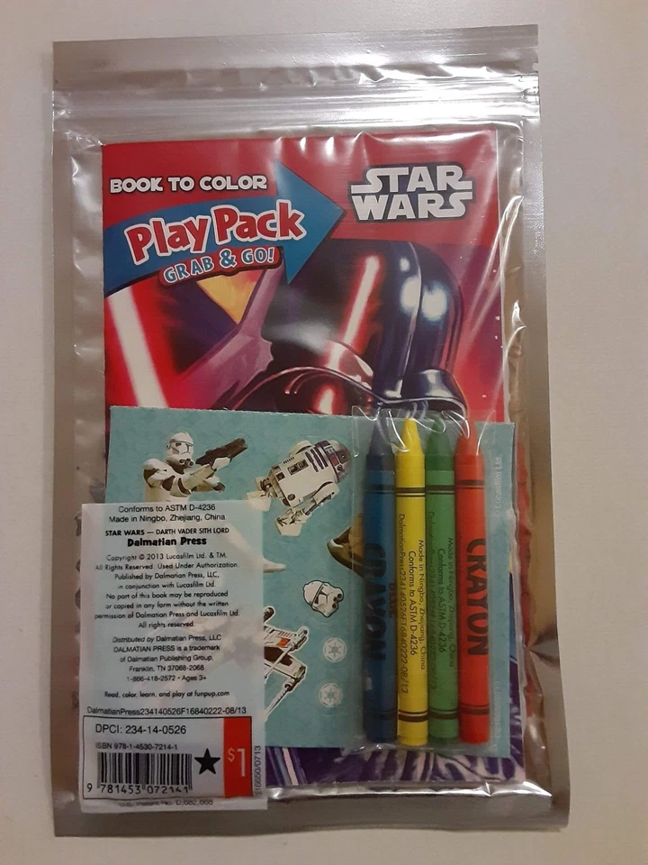 Star Wars Grab and Go Play Pack - DARTH VADER - Pegatinas/Crayones/Libro a Colores COMO NUEVO Foto 2 de 2
