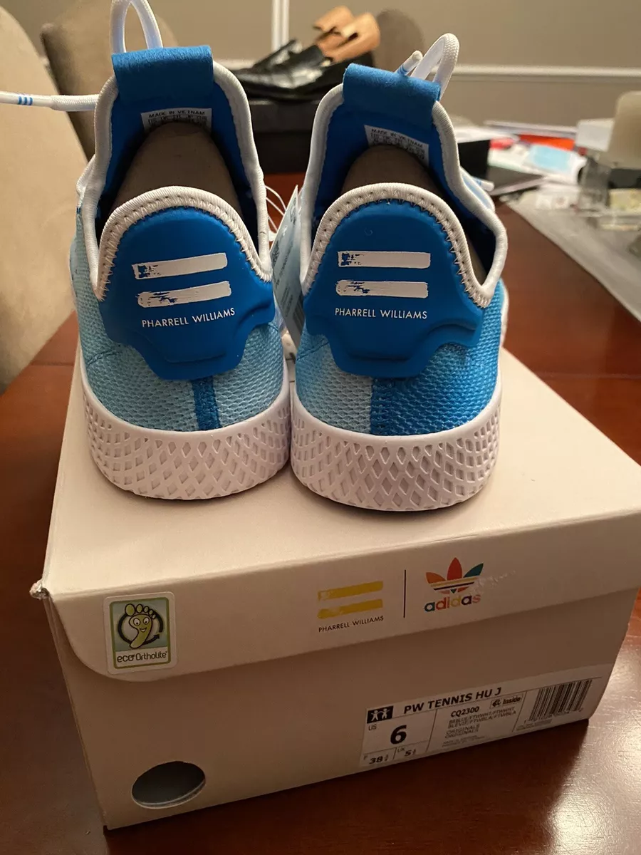 adidas Originals Pharrell Williams Tennis Hu Sneakers In White And Blue